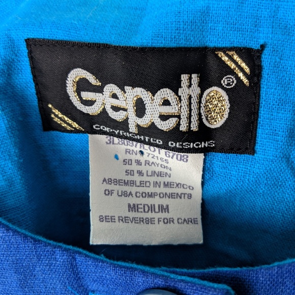 Vtg 90s GEPETTO Womens Linen Blend Button Shirt - Picture 4 of 6